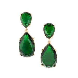 Emerald Teardrop Pierced Earrings